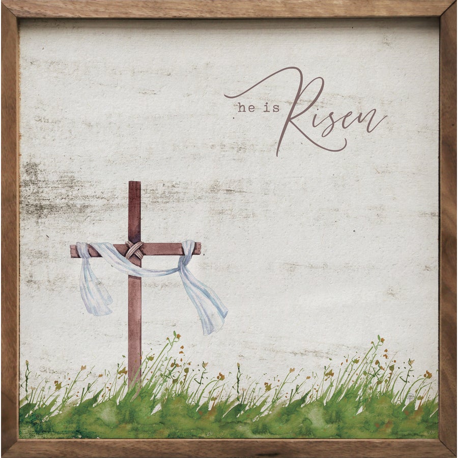 He Is Risen Cross Whitewash